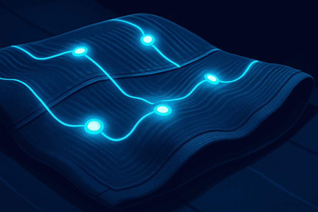 Futuristic fabric with embedded sensors lighting up