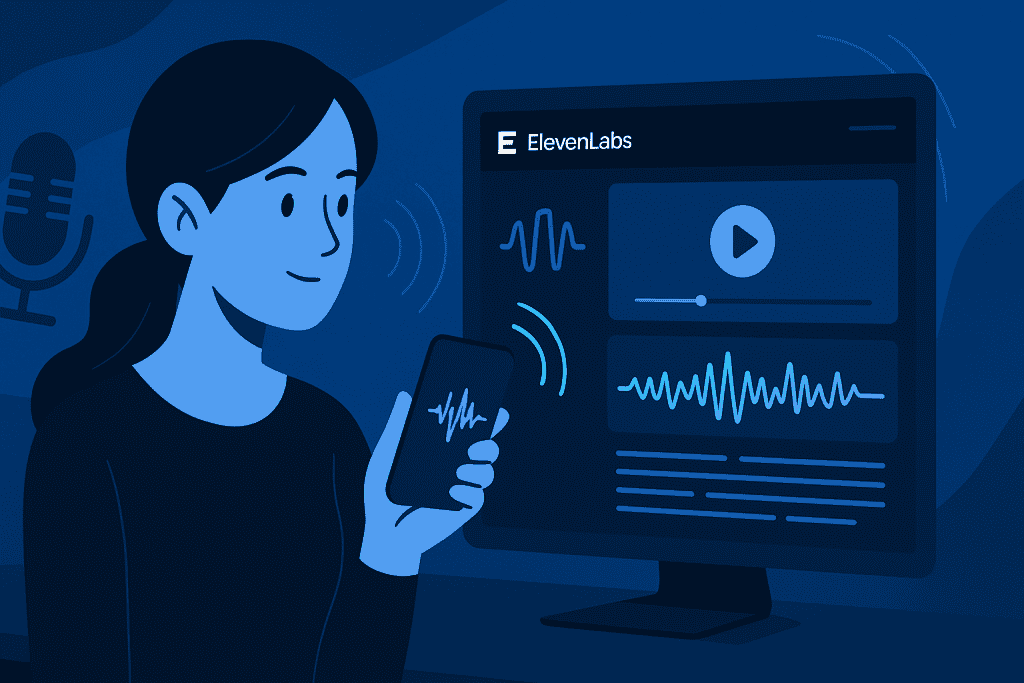 Futuristic AI voice tool ElevenLabs in action