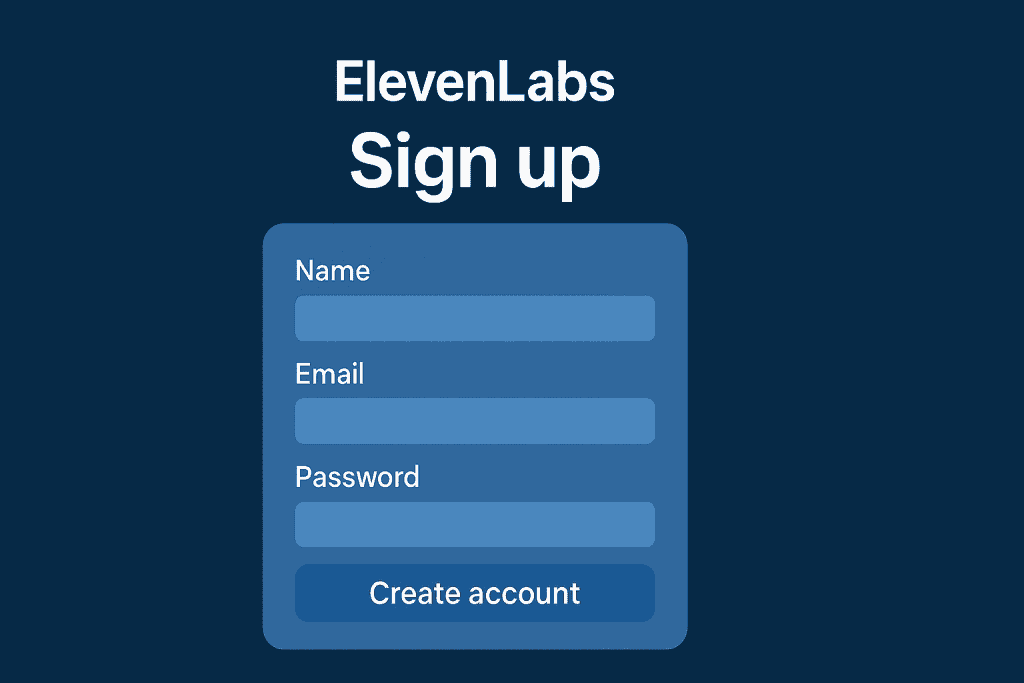ElevenLabs sign-up screen showing input fields