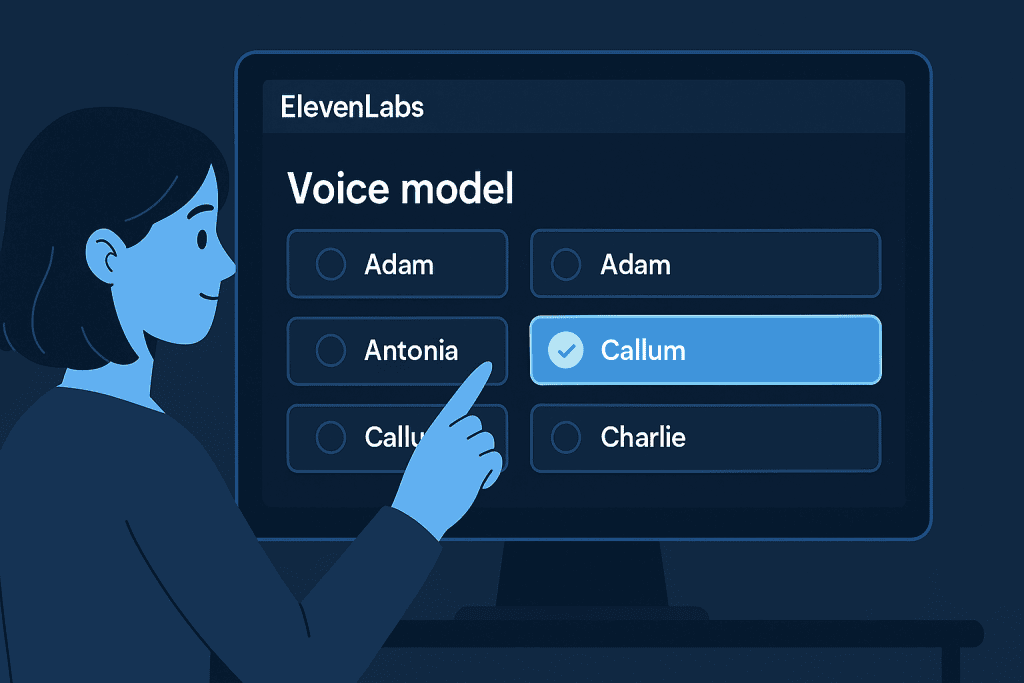 Selecting a voice model in ElevenLabs dashboard