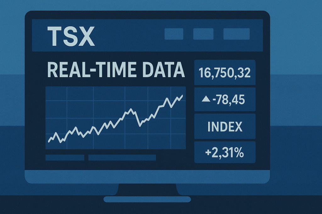homepage of TSX with real-time data