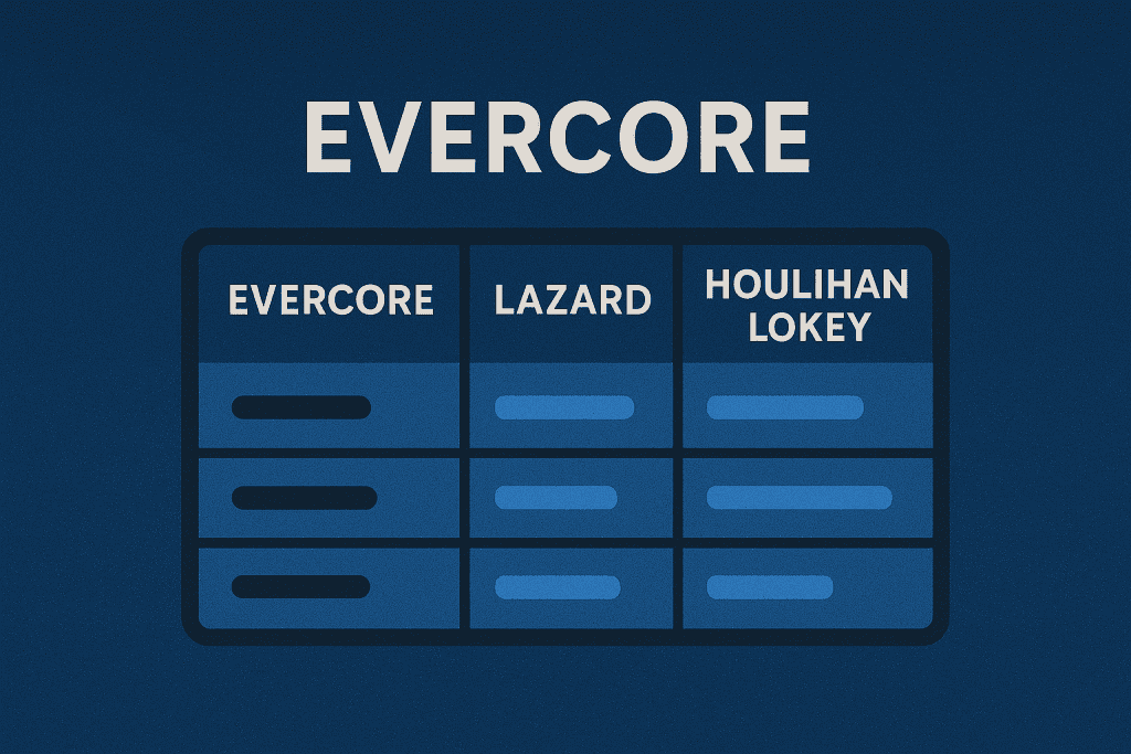 Evercore vs Lazard vs Houlihan Lokey table