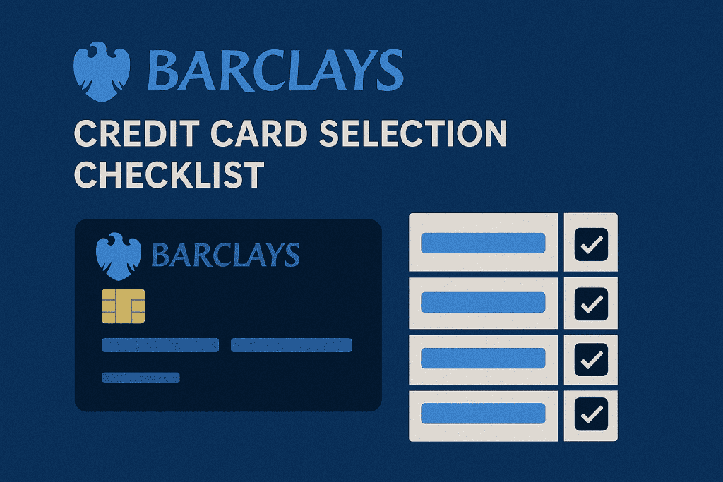 barclays credit card selection checklist table