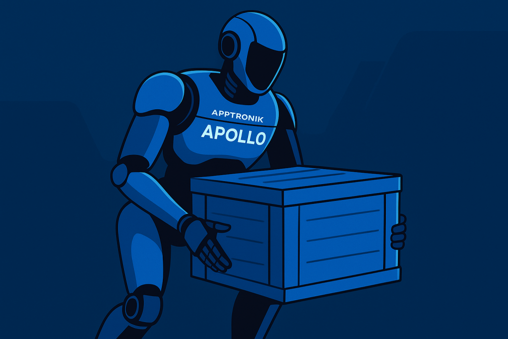Apptronik Apollo robot lifting a crate box