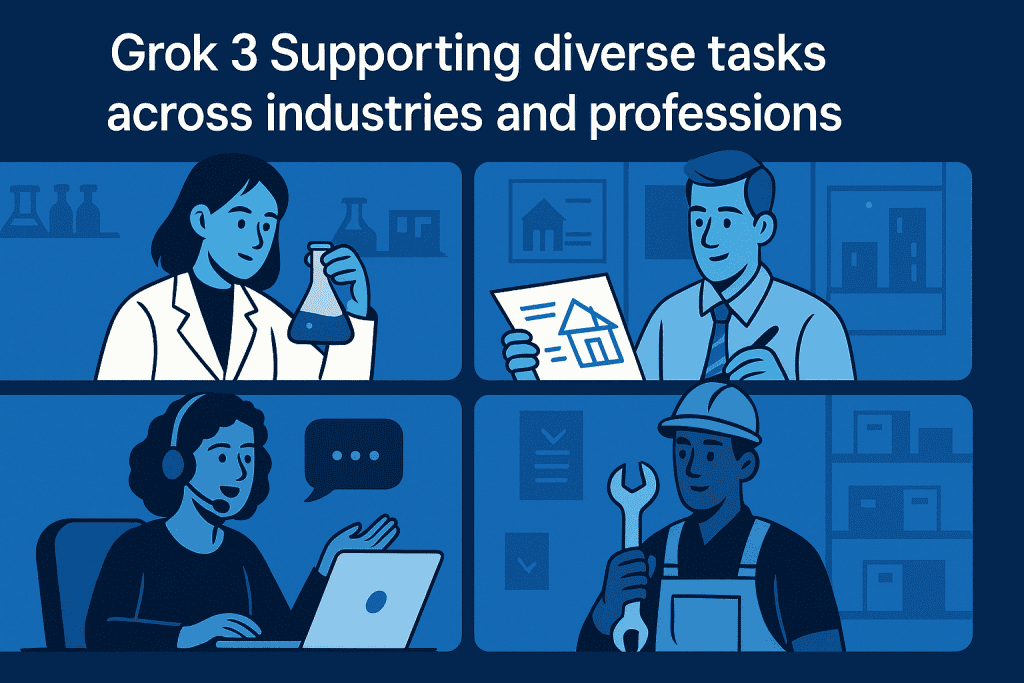 Grok 3 supporting diverse tasks across industries and professions.