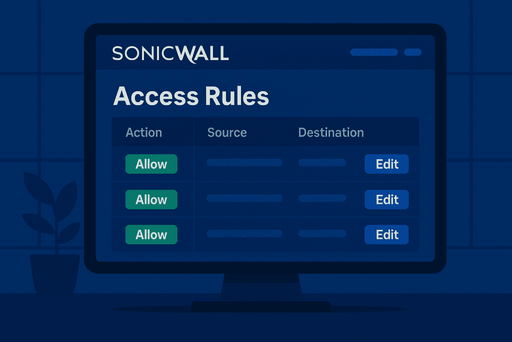 Access rules settings in SonicWall interface
