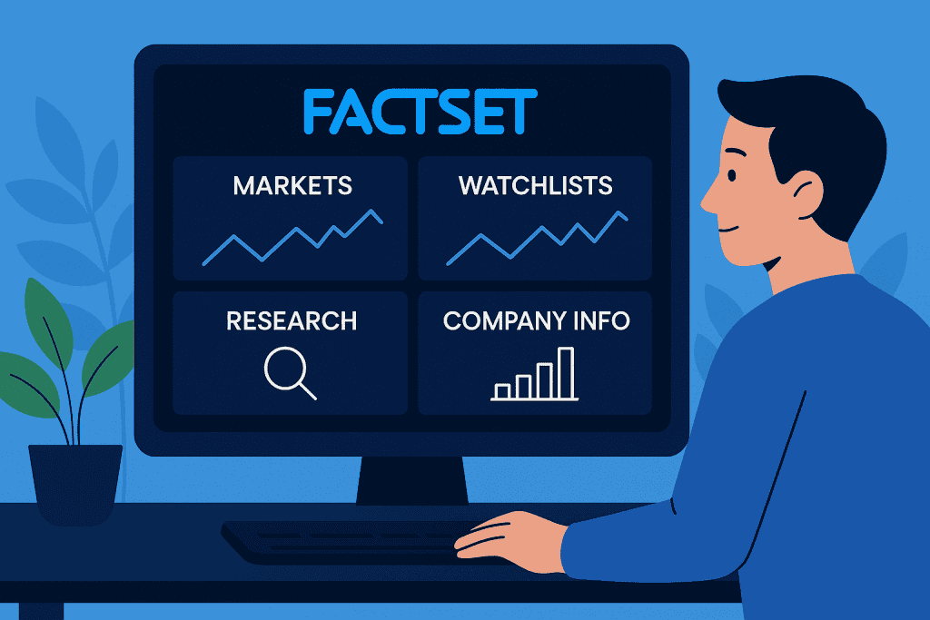 Overview of FactSet platform showing key financial tools