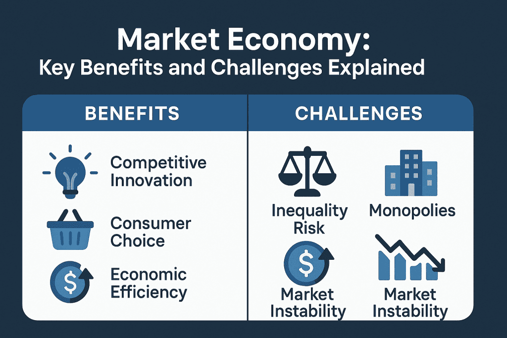Core principles of a market economy, including freedom of choice and competition