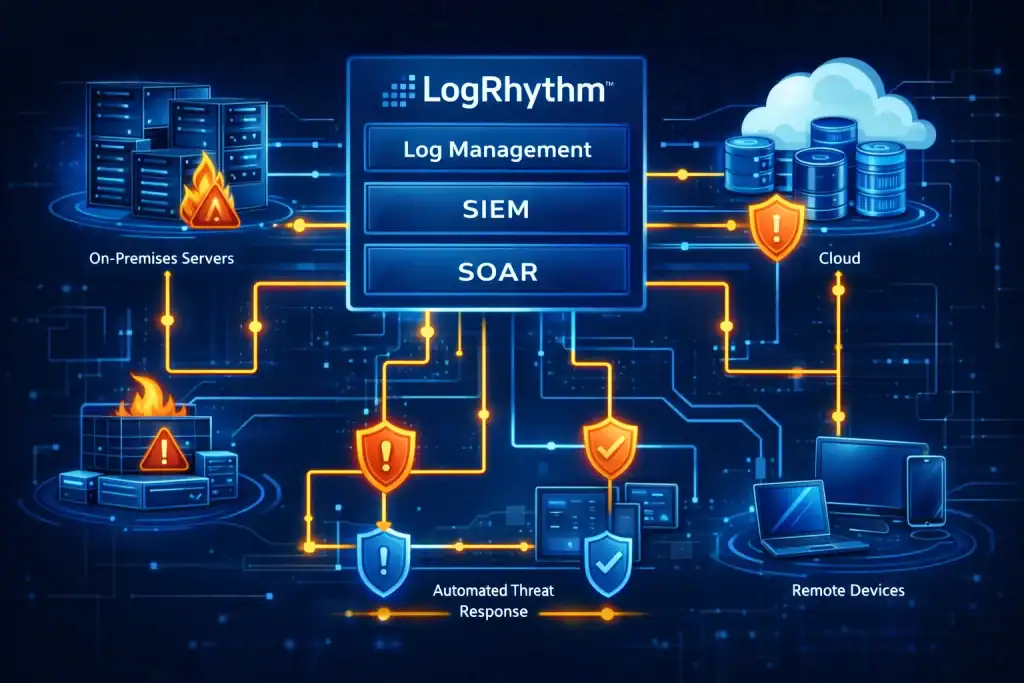 Enterprise network diagram showing LogRhythm