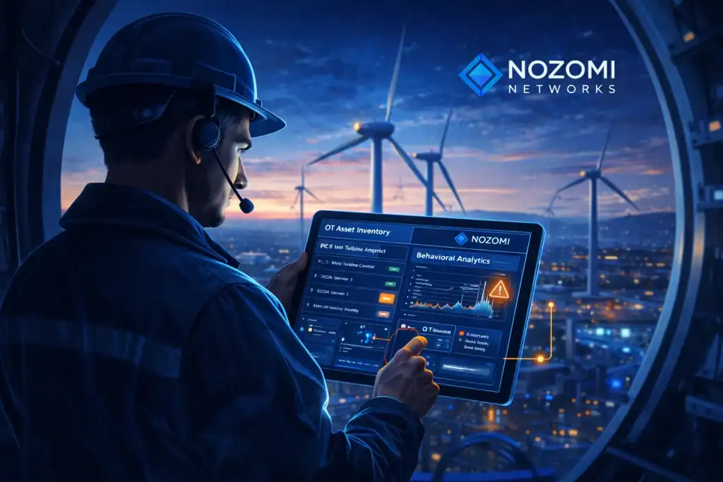 Nozomi Networks while turbines rotate in the background.