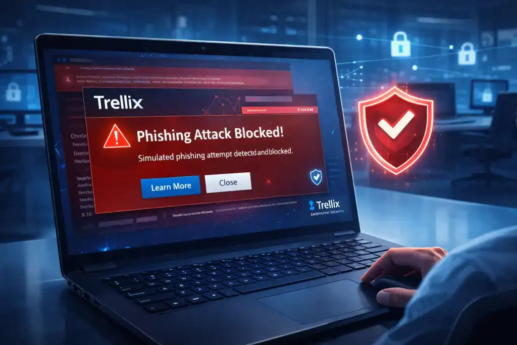 Corporate laptop protected by Trellix