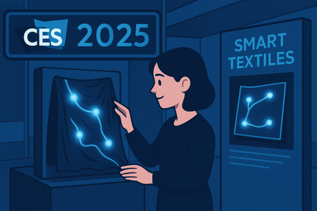 Smart Textiles showcased at CES 2025 booth.