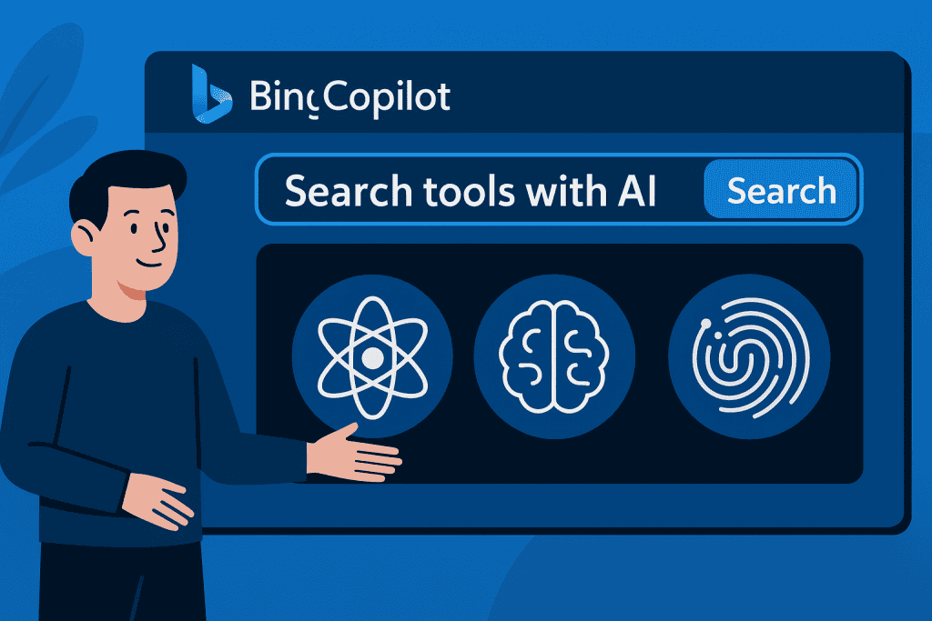 AI 검색 도구가 포함된 Copilot Bing 기능 데모