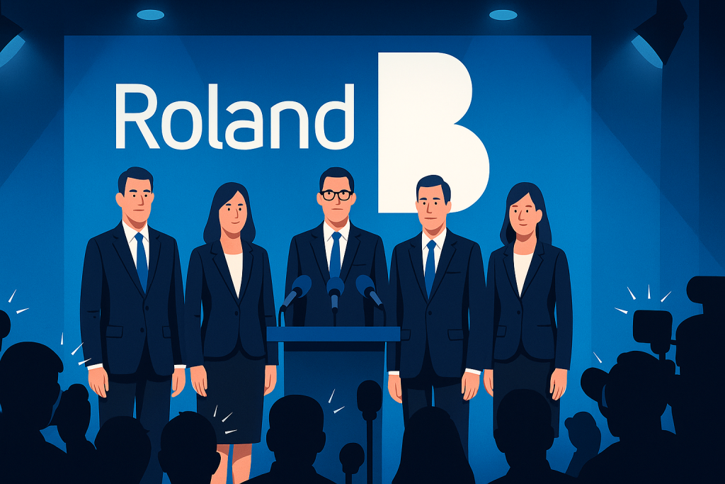 Roland Berger leadership team at press event.