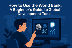 화면에서 세계은행 도구 아이콘을 가리키는 사용자