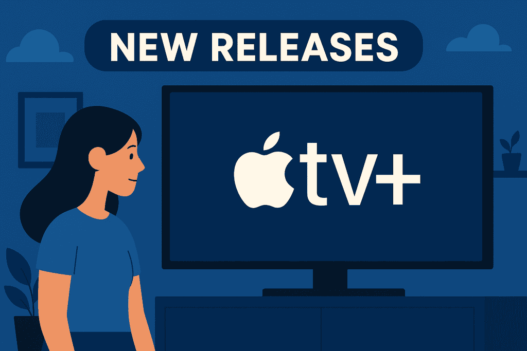 "새 소식" 배너가 있는 Apple TV+ 로고.