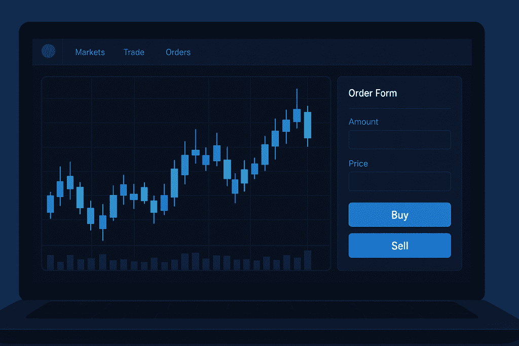 Screenshot of BingX’s customizable interface showing candlestick chart and order form.