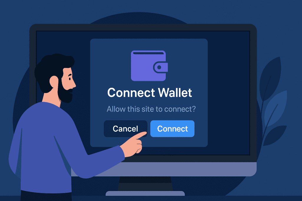 Connect wallet screenshot showing approval prompt