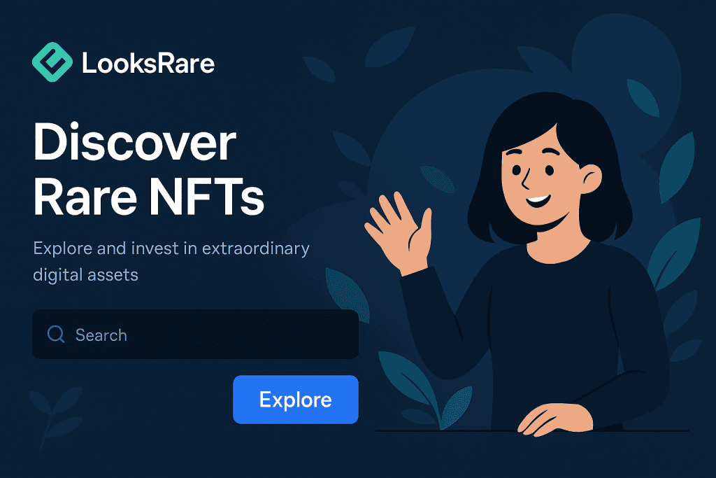 Simple and elegant LooksRare homepage design with user focus