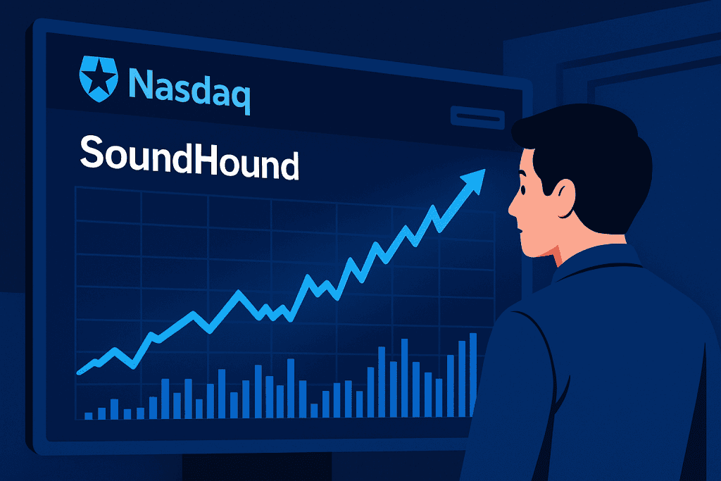 Nasdaq screen showing Soundhound Stock ticker activity