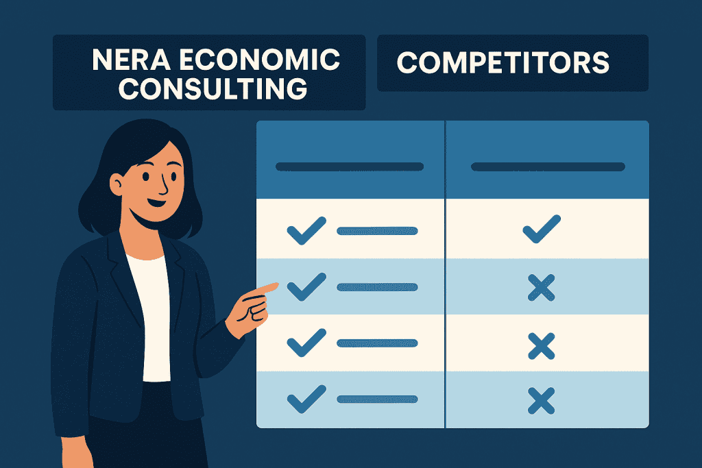 Table comparing Nera Economic Consulting with industry competitors