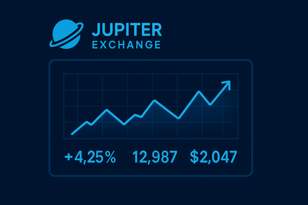 Jupiter Exchange performance metrics chart in real time.