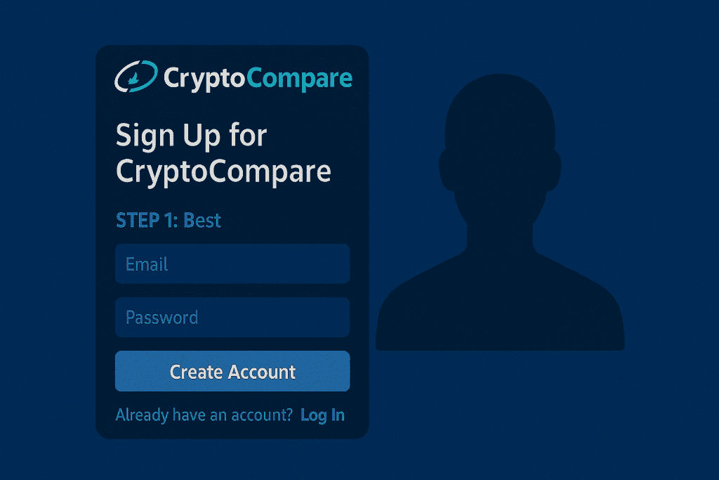 CryptoCompare signup page screenshot — best for Step 1 section