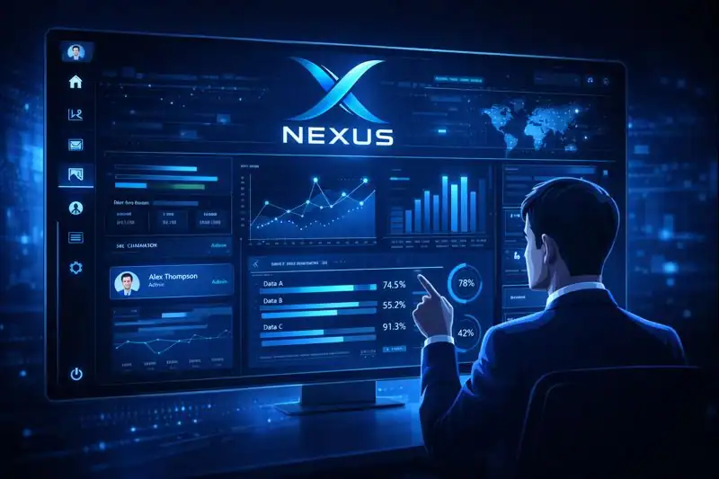 User exploring Nexus dashboard with clean interface layout