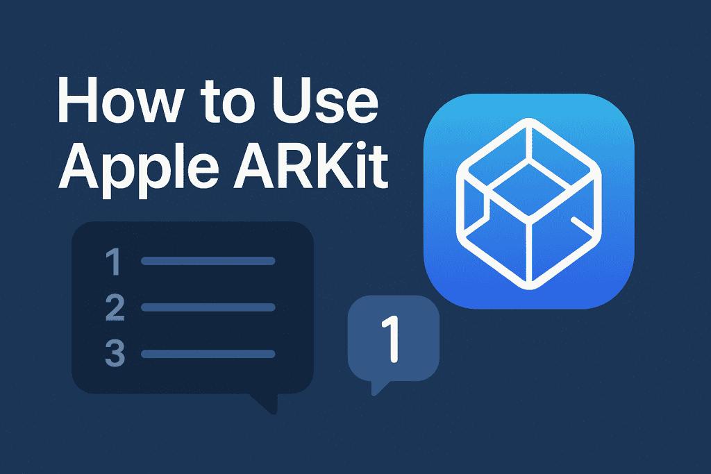 단계별 지침 아이콘이 있는 Apple ARKit 로고.