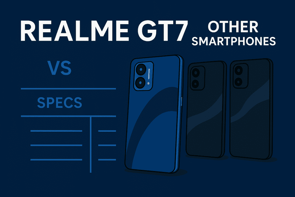 Realme GT7 vs competitors spec comparison graphic.