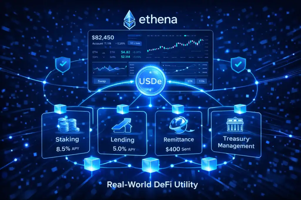 Ethena Crypto represented through real-world DeFi utility