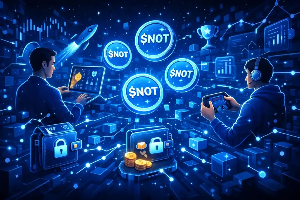 Notcoin crypto concept art showing traders