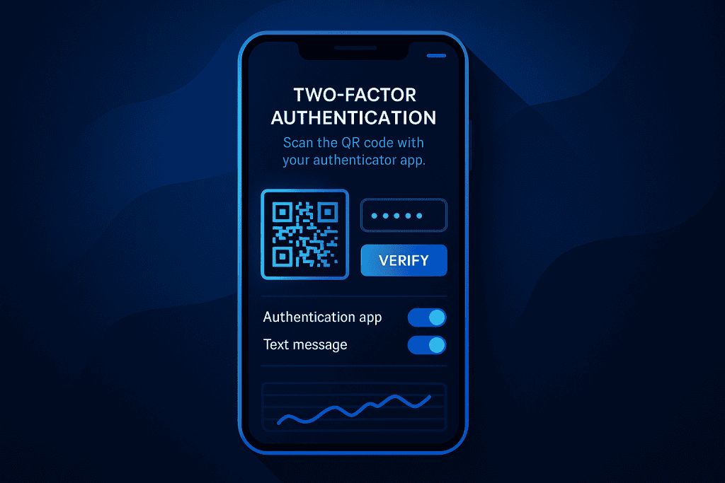 Phone screen showing two-factor authentication setup.