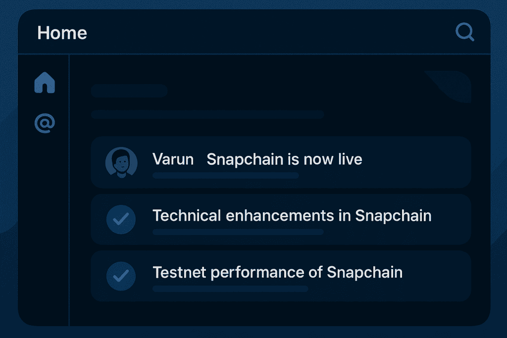 Warpcast feed with Snapchain update posts.
