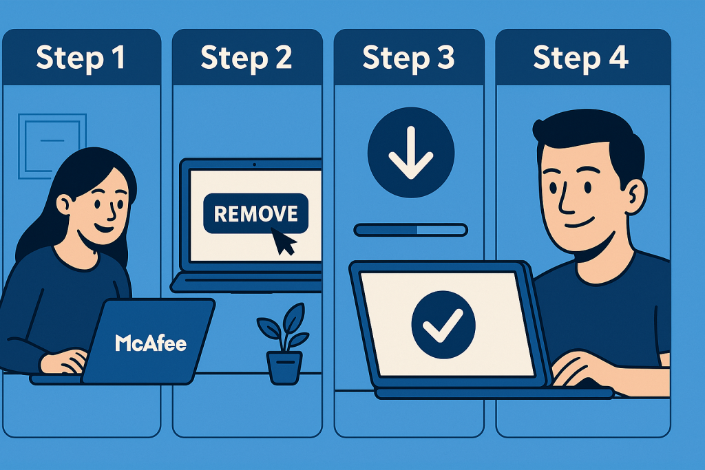 Step-by-step guide using the mcafee removal tool process.
