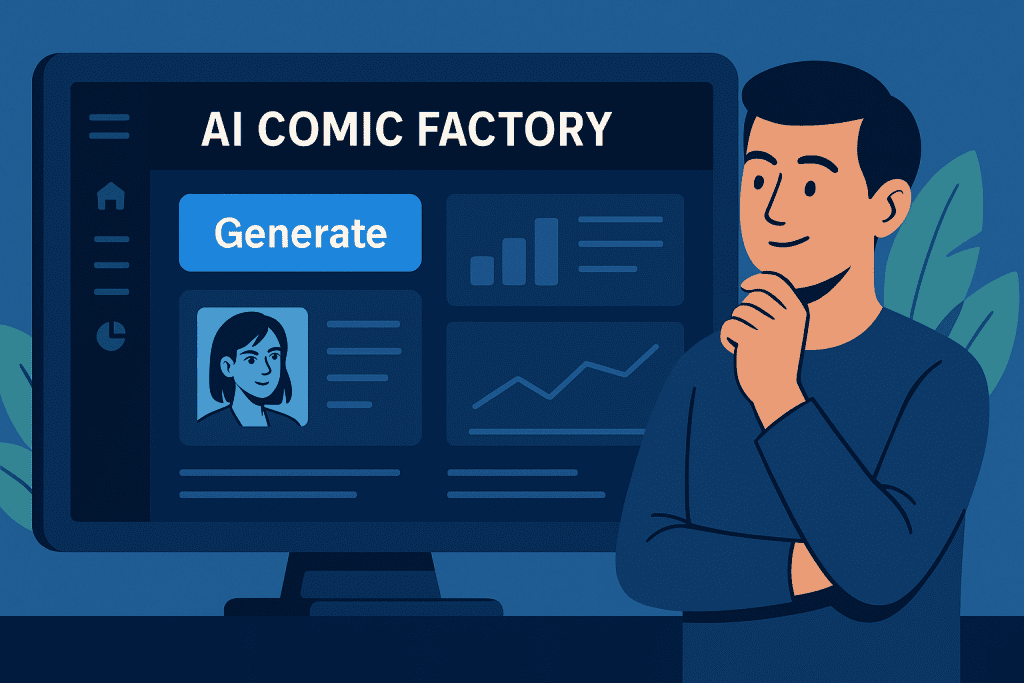 User interface of AI Comic Factory dashboard
