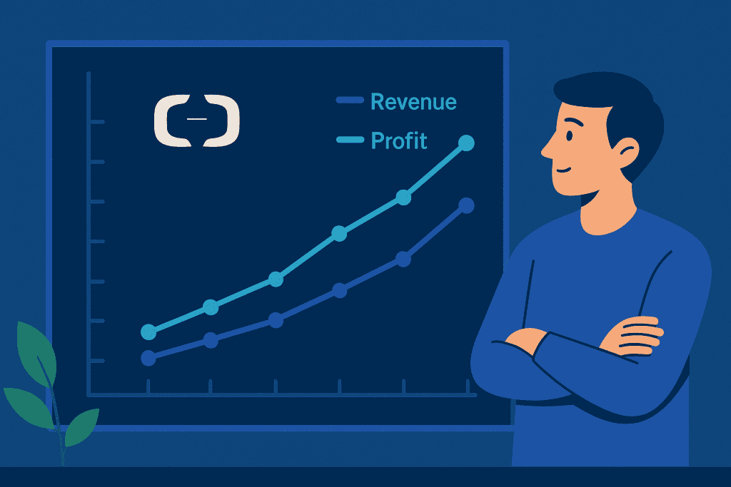 Graph showing Alibaba stock revenue and profit growth trends