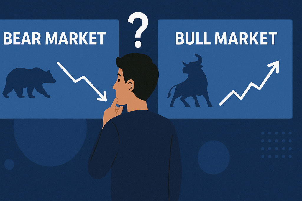 Person choosing between bear market or bull market?