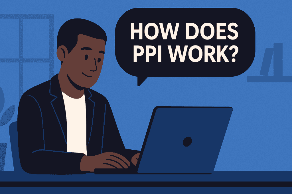 Man researching how PPI works on laptop.
