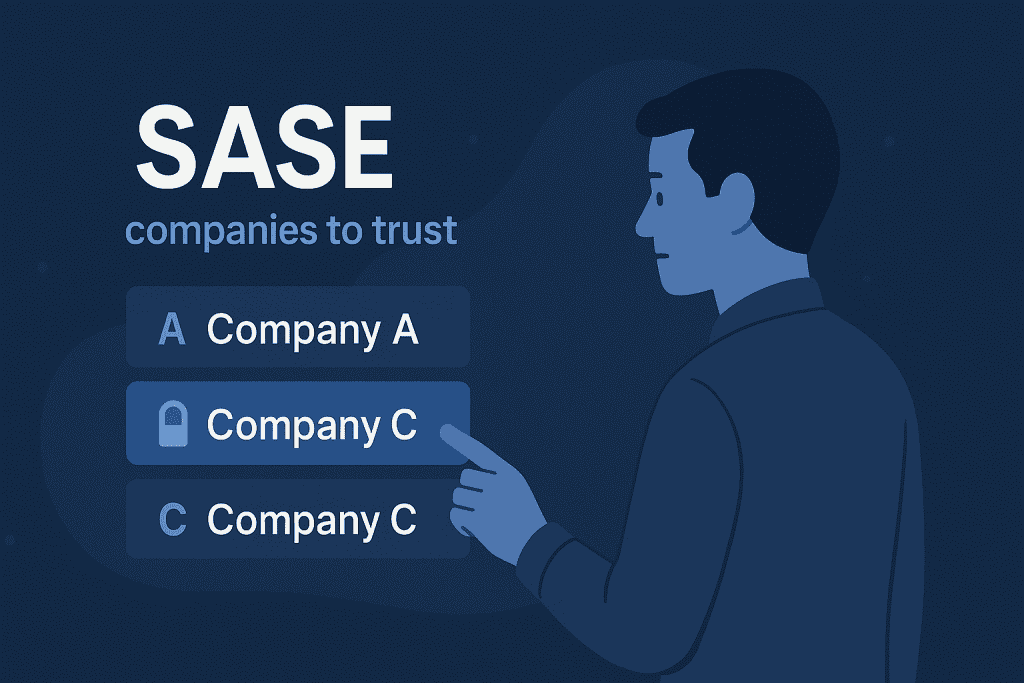 Man selecting trusted SASE company option.