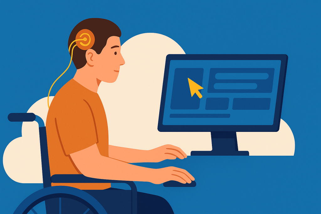 Person with paralysis using Neuralink to control a computer