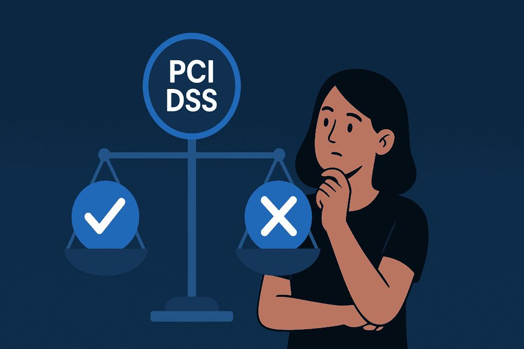 An illustration showing the pros and cons of PCI DSS