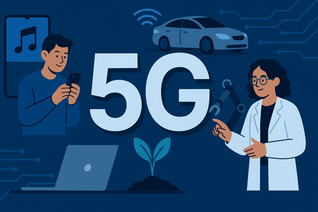 people using 5G in science, farming, streaming, and autonomous driving
