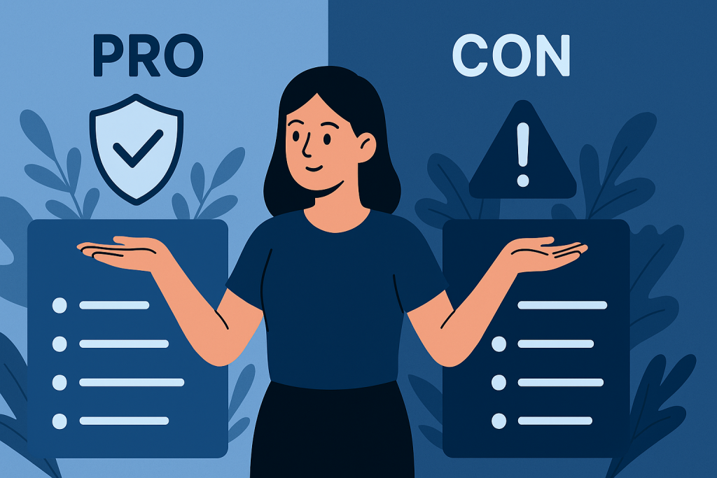an illustration showing the pros and cons of TDR.