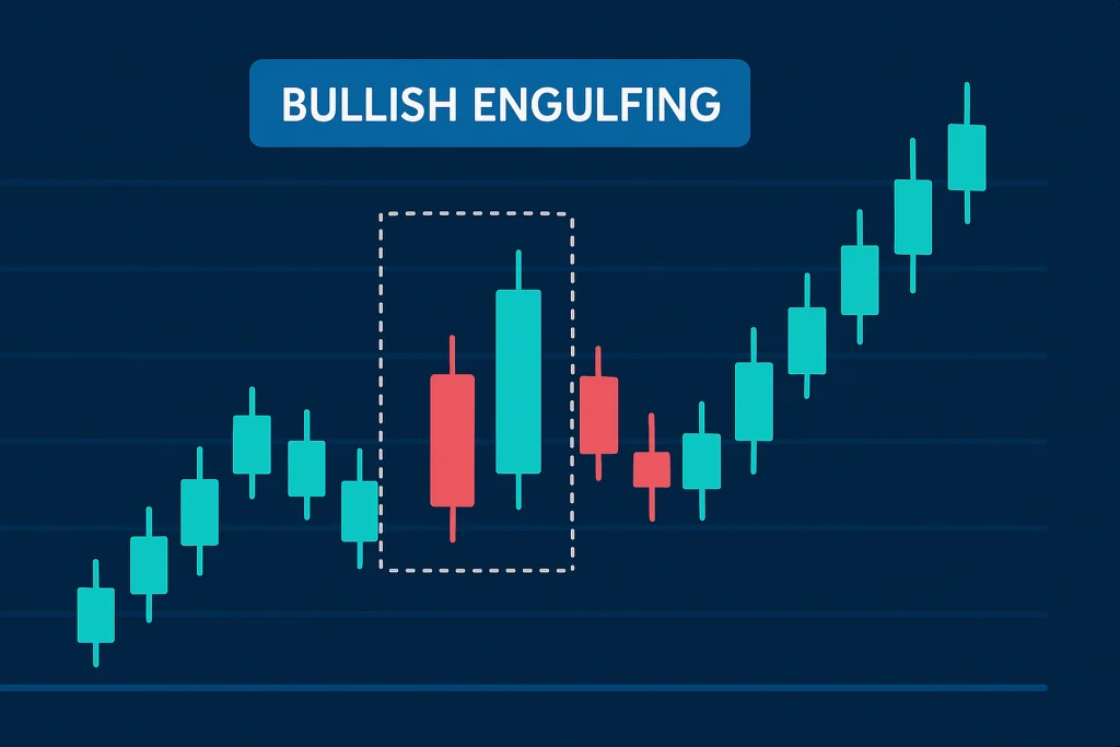 Chart highlighting bullish engulfing candlestick patterns