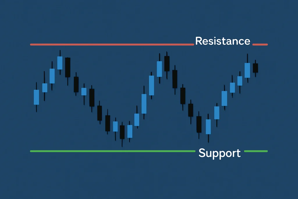 Chart showing support and resistance lines clearly