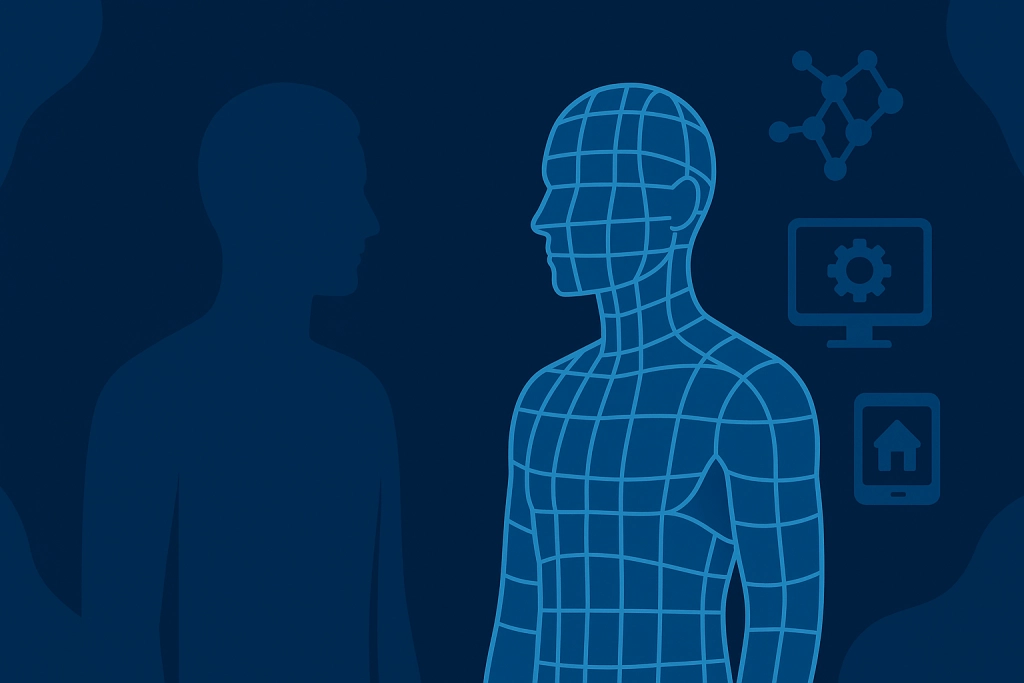 mirror of the digital virtual twin from the original