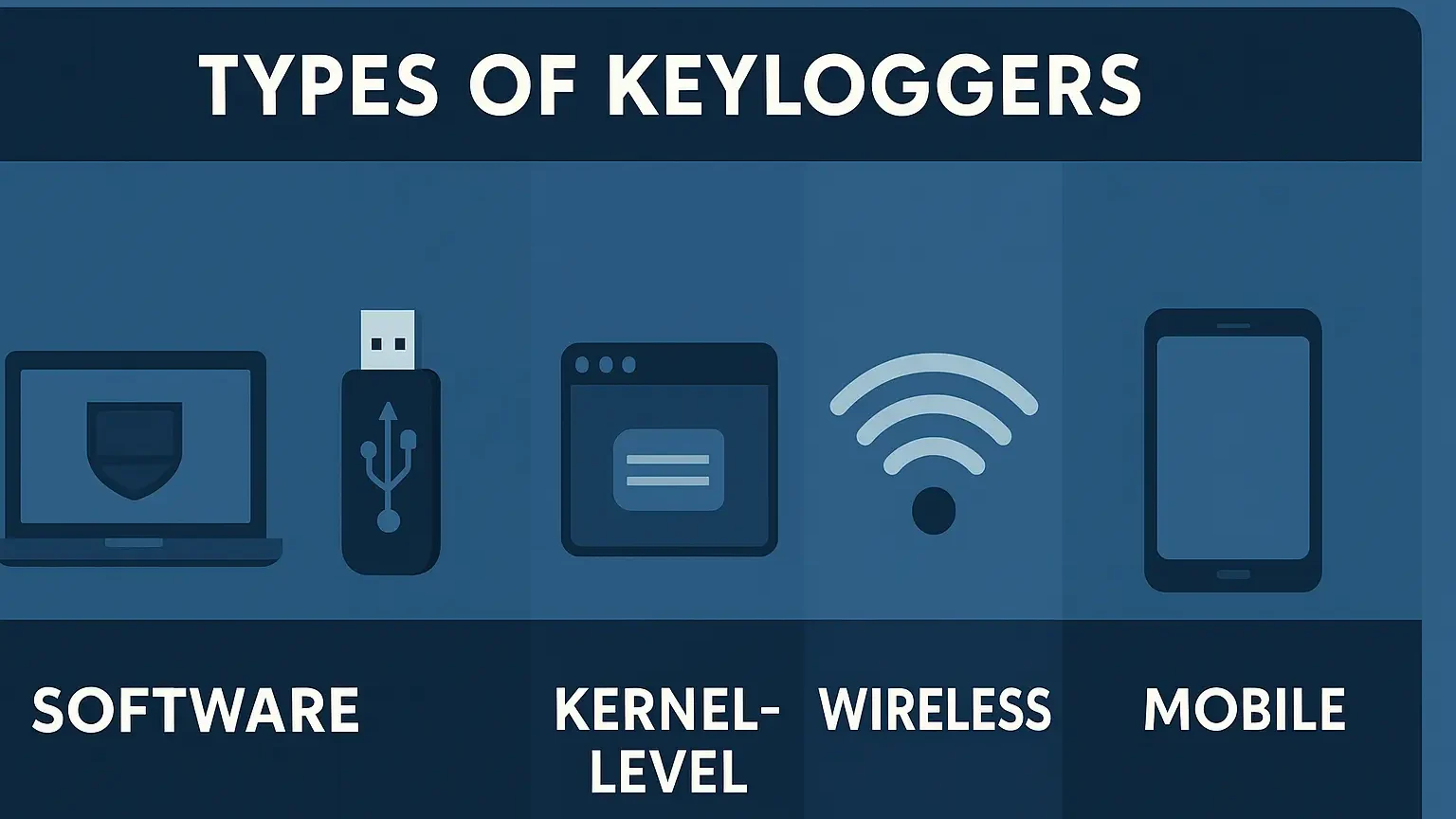 Explaining what is a keylogger by displaying a types of keylogger