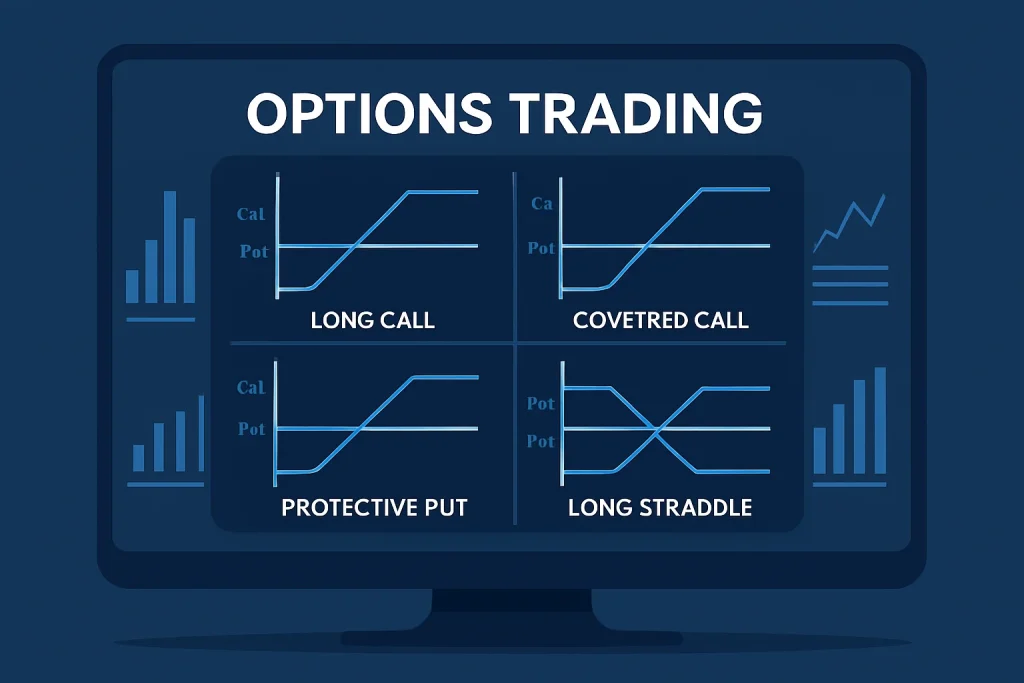 Stock market screen showing options trading strategies