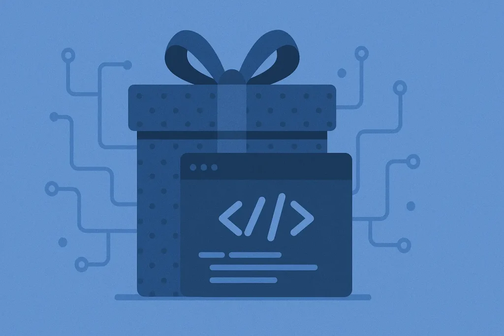 Gift-wrapped box hiding malicious Trojan code.